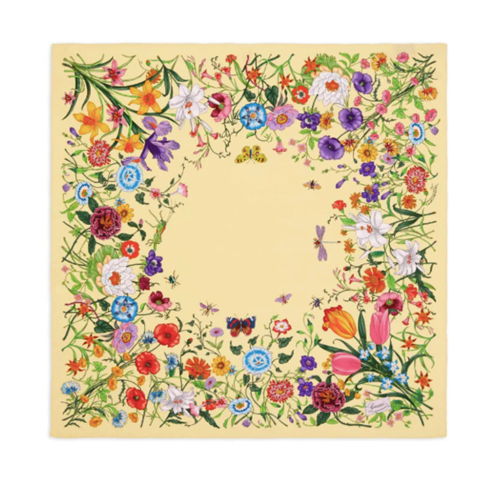 NEW GUCCI FLORA FLORAL SILK SCARF HEAD WRAP NWT!